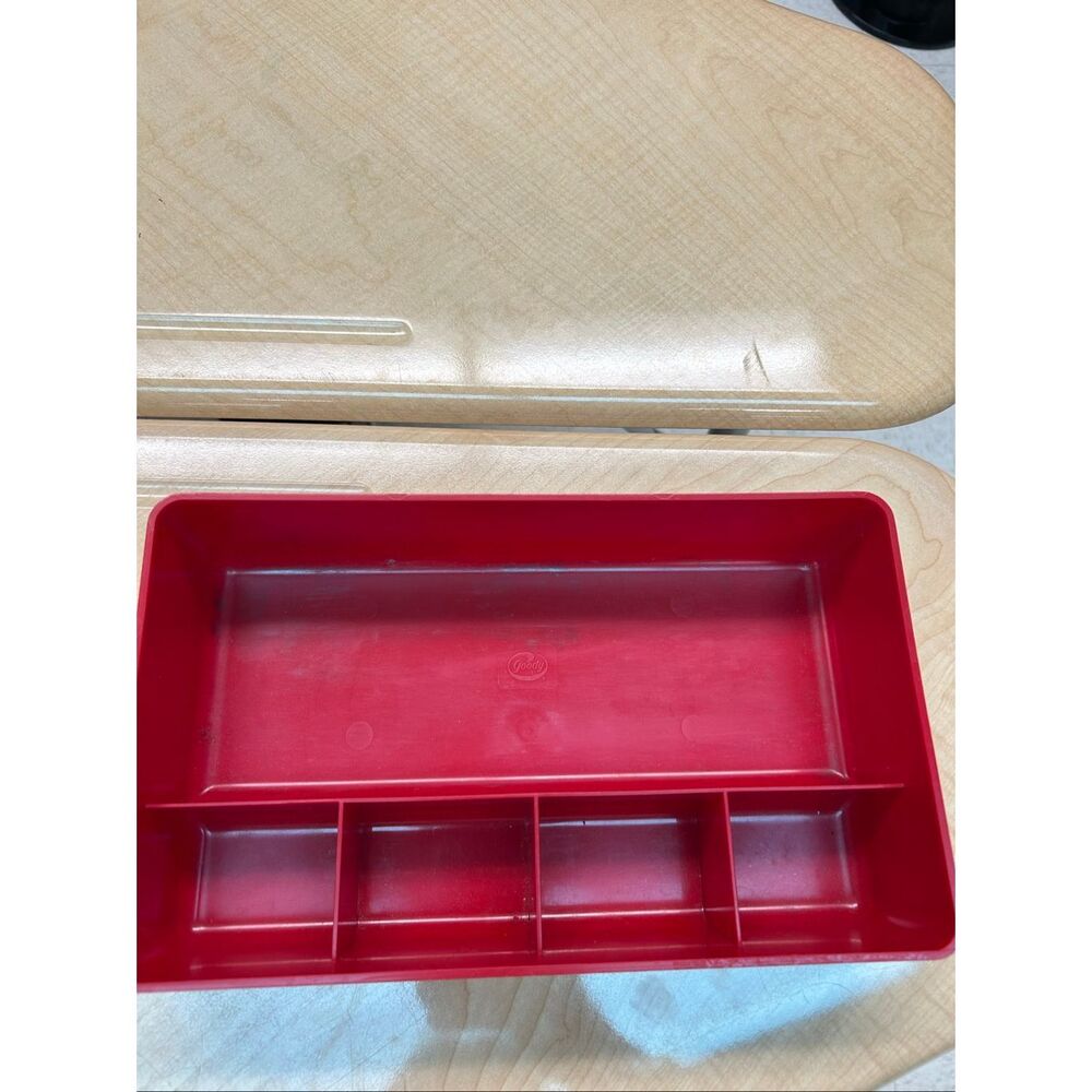 Goody‎ hair tray divided container red textured 11x6x2”